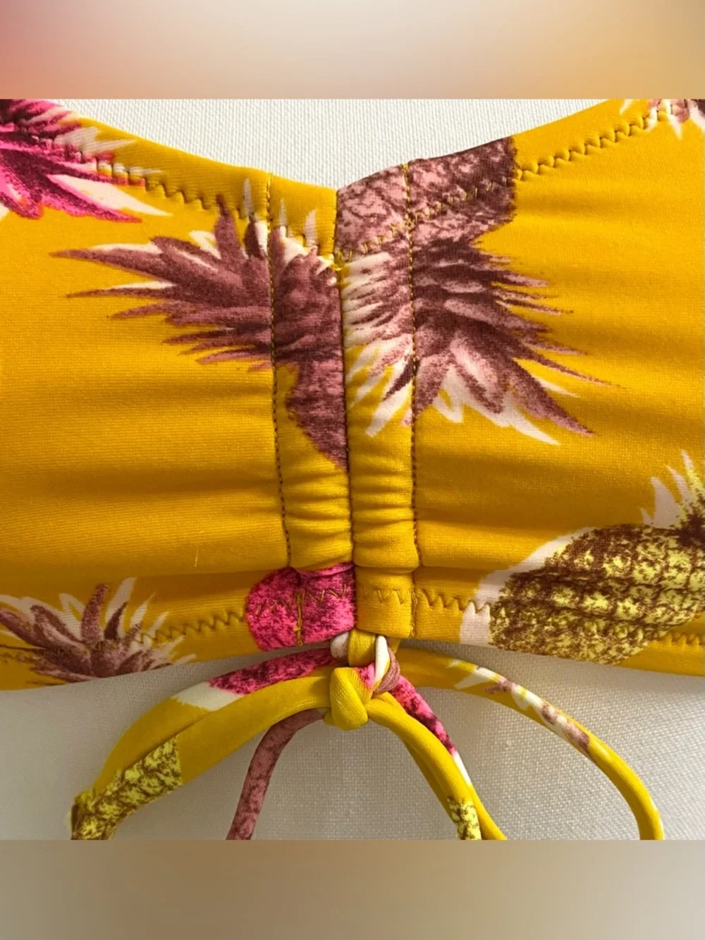 Aerie Womens S Yellow Pineapple Bikini Top Boho Y2K Beach Preppy Swimwear